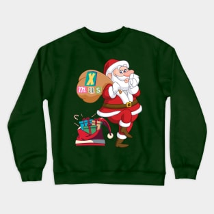 Santa Claus with a bag of presents Crewneck Sweatshirt